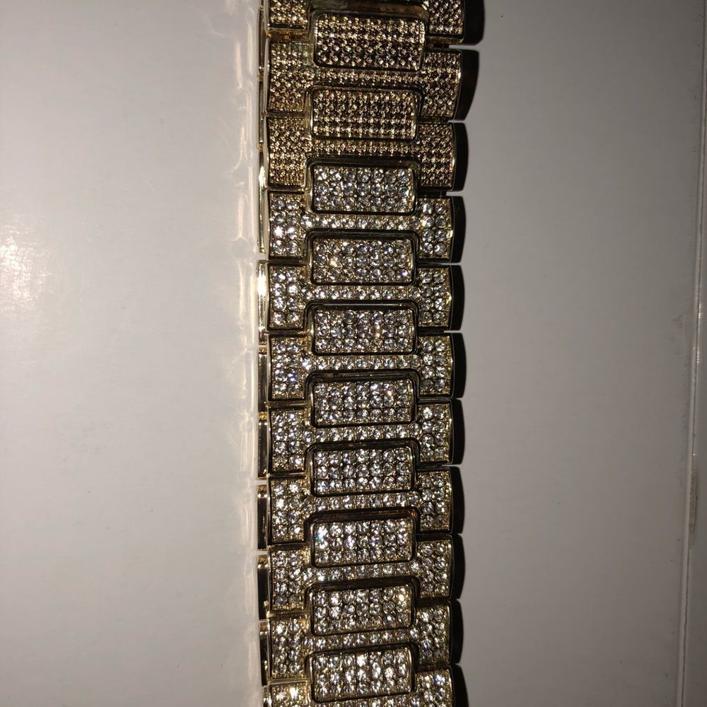New ICED OUT Micro Pave 14K Gold Mens Bracelet - Picture 3 of 4